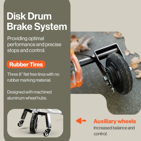 SuperHandy Passport Plus Folding 3-Wheel Mobility Scooter Disk Drum Brake System Explained