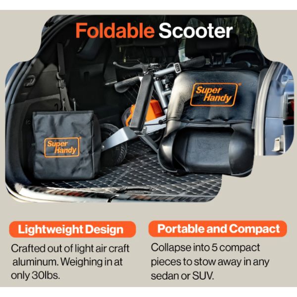 SuperHandy Passport Plus Folding 3-Wheel Mobility Scooter Folded View Inside a car