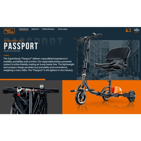 SuperHandy Passport Portable Travel 3-Wheel Mobility Scooter Description