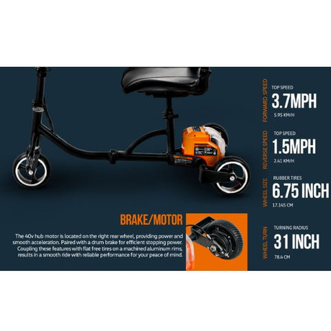 SuperHandy Passport Portable Travel 3-Wheel Mobility Scooter Speed and Turning Radius Features Features