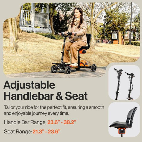 SuperHandy Passport Pro Foldable Mobility Scooter Adjustable Handle Bar and Seat Height