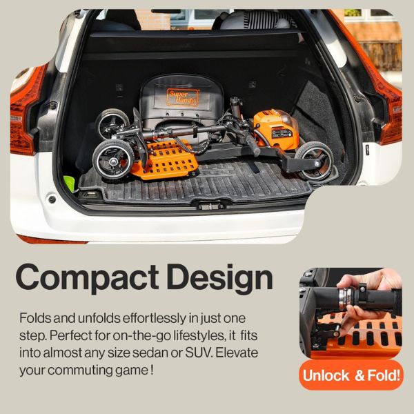 SuperHandy Passport Pro Foldable Mobility Scooter Compact Design  that fits at the back of a car