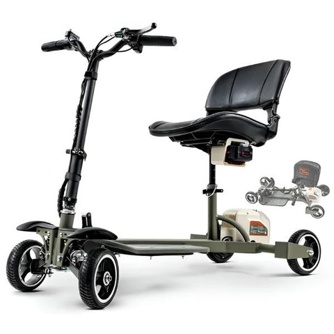 SuperHandy Passport Pro Foldable Mobility Scooter Dark Green & Sand Color