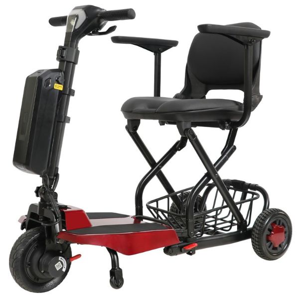 Super Light Flight  Folding Travel 3-Wheel Mobility Scooter In Inferno Red  Color