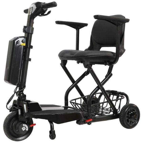 Super Light Flight  Folding Travel 3-Wheel Mobility Scooter In Jet Black Color