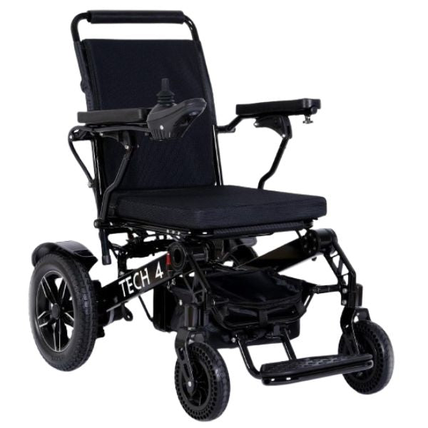 Tech 4 Remote Control Folding Power Wheelchair By Discover Your Mobility in Black Frame
