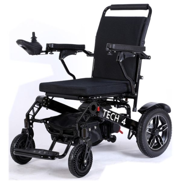 Tech 4 Remote Control Folding Power Wheelchair in Black Frame 