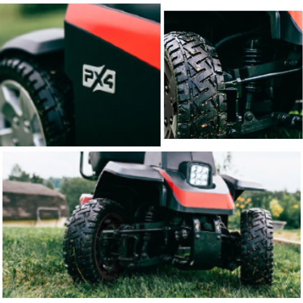 Pride Mobility PX4 Wide Seat Showing the Tires and Suspension