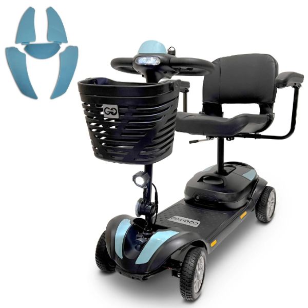 ComfyGo Z-4 Portable Mobility Scooter with Baby Blue shrouds/ Left Side View/