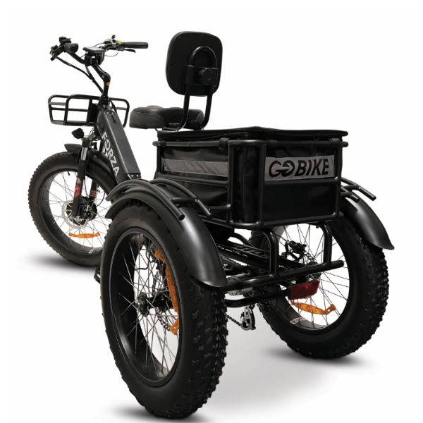 Go Bike Forza Electric Tricycle Black Showing the Rear Storage