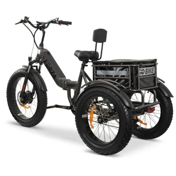 Go Bike Forza Electric Tricycle Gray Showing the Rear Storage