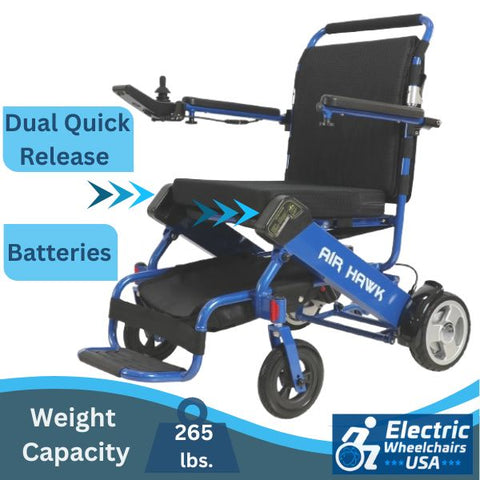 Air Hawk Folding Lightweight Electric Wheelchair With Remote Control