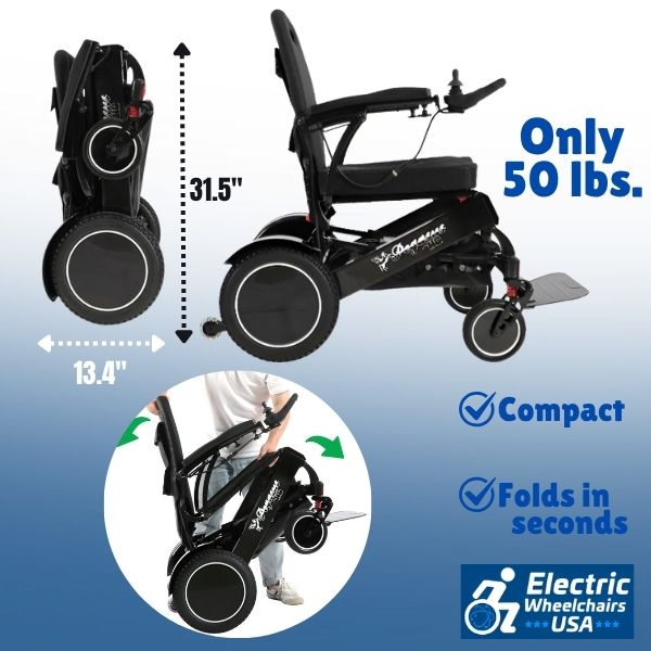 Pegasus Plus Heavy Duty Folding Electric Wheelchair With Remote Control