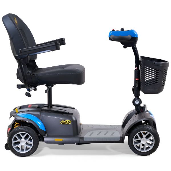 Golden Technologies Buzzaround Ex Extreme 4-Wheel Mobility Scooter GB148 Coastal Blue Color Right Side View