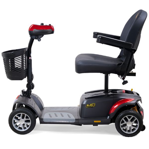Golden Technologies Buzzaround Ex Extreme 4-Wheel Mobility Scooter GB148 Velvet Red Color Left Side View