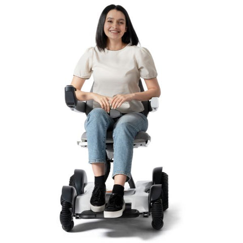Robooter X40 Folding Electric Wheelchair Front View with Rider