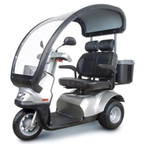 AFIKIM Afiscooter Dual Seat S 3 Wheel Scooter Left Side View With Canopy