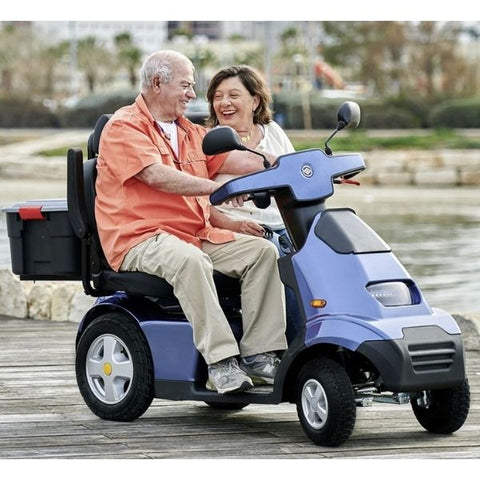 AFIKIM Afiscooter S 4-Wheel Scooter Blue Duale Seat Side View