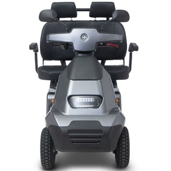AFIKIM Afiscooter S 4-Wheel Scooter Dark Grey Dual Seat Front View