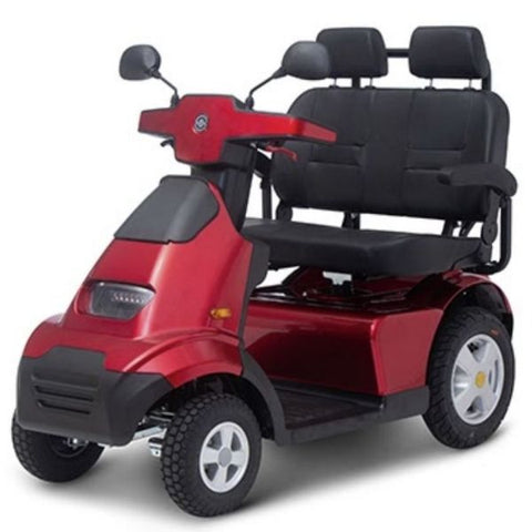 AFIKIM Afiscooter S 4-Wheel Scooter Red Dual Seat Side View