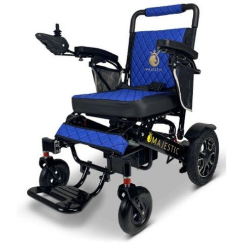 ComfyGo IQ-7000 Remote Control Folding Electric Wheelchair Black Frame with Blue Color Seat