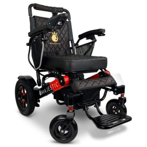 ComfyGo IQ-7000 Remote Control Folding Electric Wheelchair Black and Red Frame with Black Color Seat
