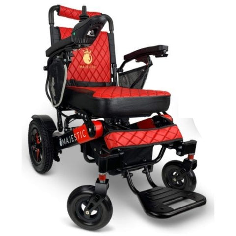 ComfyGo IQ-7000 Remote Control Folding Electric Wheelchair Black and Red Frame with Red Color Seat