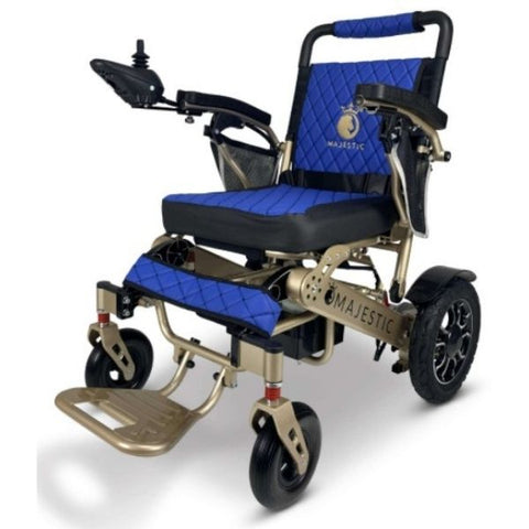 ComfyGo IQ-7000 Remote Control Folding Electric Wheelchair Bronze Frame with Blue Color Seat