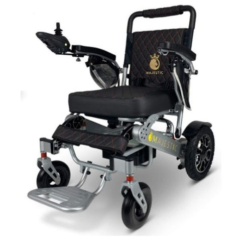 ComfyGo IQ-7000 Remote Control Folding Electric Wheelchair Silver Frame with Black Color Seat
