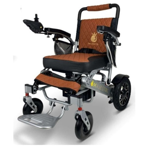 ComfyGo IQ-7000 Remote Control Folding Electric Wheelchair Silver Frame with Taba Color Seat