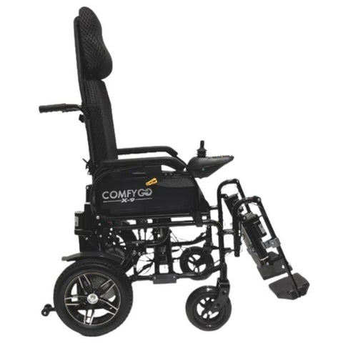 ComfyGo X-9 Electric Wheelchair with Automatic Recline Black Color Side View