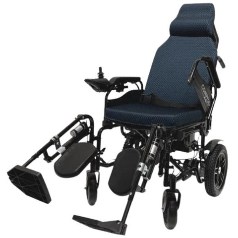 ComfyGo X-9 Electric Wheelchair with Automatic Recline Blue Color with Leg Rest elevated