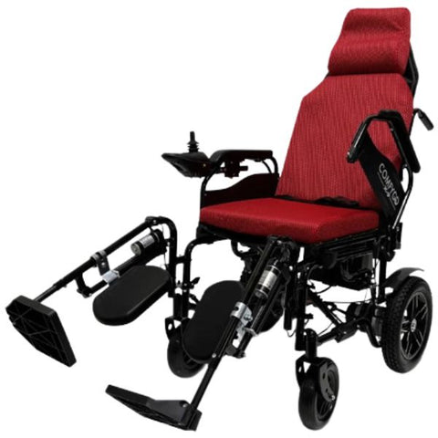 ComfyGo X-9 Electric Wheelchair with Automatic Recline Red Color with Leg Rest elevated