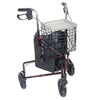 Image of Drive Medical Deluxe 3 Wheel Aluminum Rollator w 7.5 Inch Castors Red Front View
