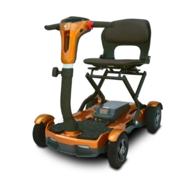 EV Rider TeQno AF Folding Mobility Scooter Gold Metallic Front View