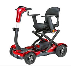 EV Rider TeQno AF Folding Mobility Scooter Red Metallic Front View