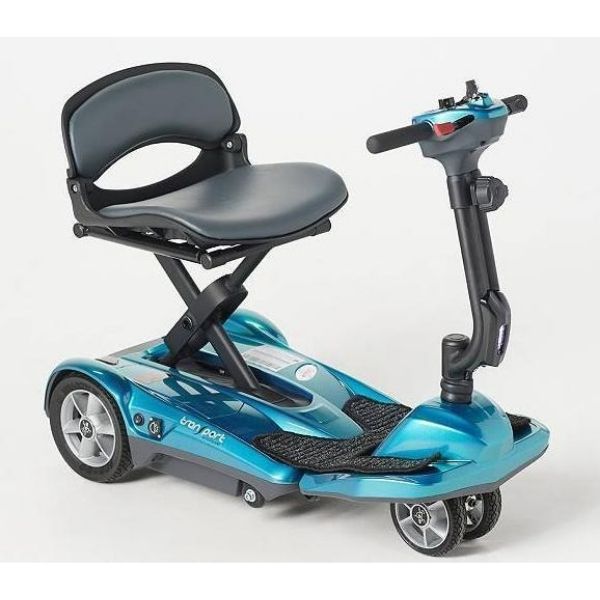 EV Rider Transport AF+ Deluxe Folding Electric Scooter Blue Front View