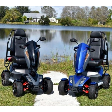 EV Rider Vita Monster 4 Wheel Scooter Heartway - S12X Black and Blue Front View
