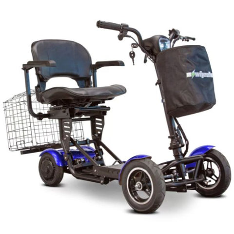 EW-22 4-Wheel Folding Mobility Scooter Blue Front-Right View