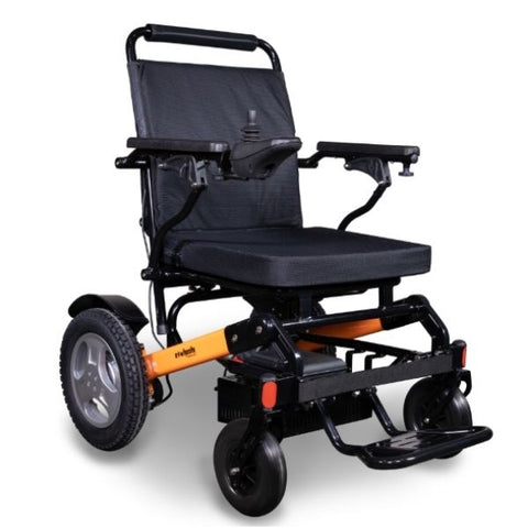 EWheels EW-M45 Folding Power Wheelchair Orange Black Front View