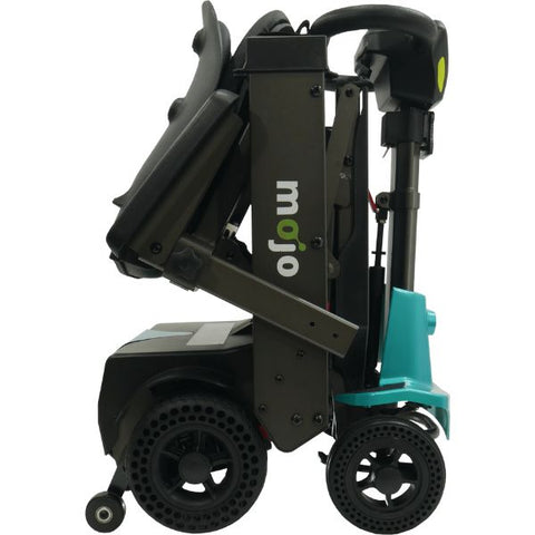 Enhance Mobility MOJO  Automatic Folding Scooter  Aqua Folded Right Side View