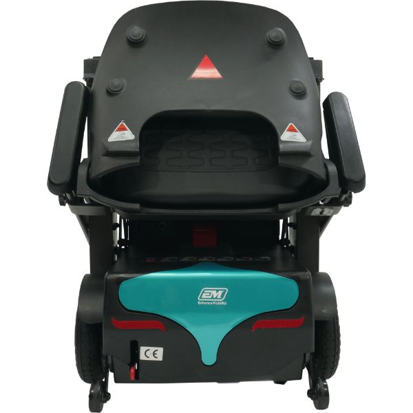 Enhance Mobility MOJO  Automatic Folding Scooter Aqua Folded Seat View
