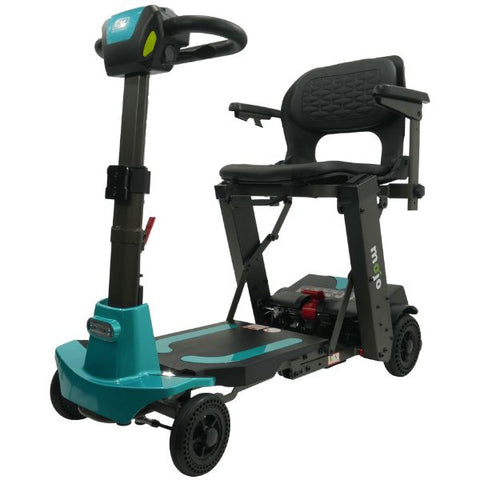 Enhance Mobility MOJO  Automatic Folding Scooter Aqua Front Left Side View