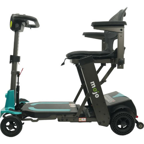 Enhance Mobility MOJO  Automatic Folding Scooter Aqua Unfolded Left View