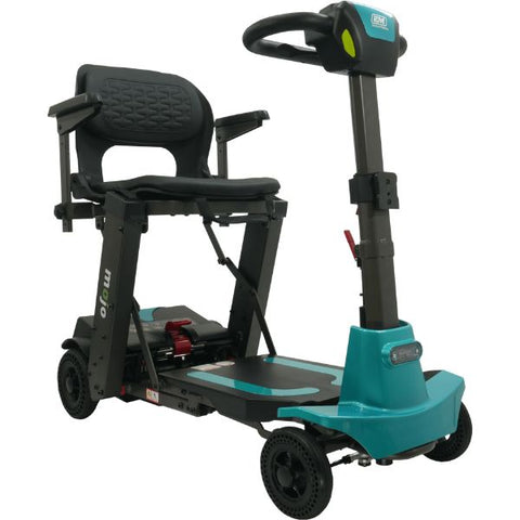 Enhance Mobility MOJO  Automatic Folding Scooter Aqua Unfolded Right Side View