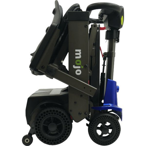 Enhance Mobility MOJO Automatic Folding Scooter Blue Folded Right Side View