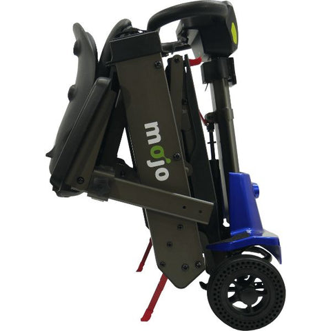 Enhance Mobility MOJO Automatic Folding Scooter Blue Folded Wheel View