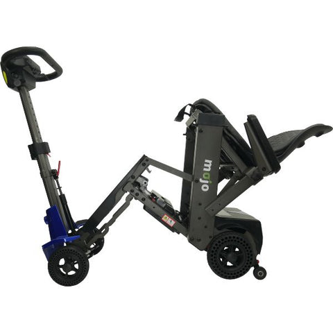 Enhance Mobility MOJO Automatic Folding Scooter Blue Half Folded Side  View