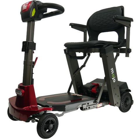 Enhance Mobility MOJO Automatic Folding Scooter Red Side Front View