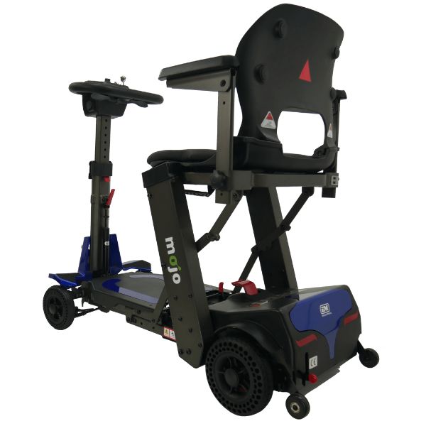 Enhance Mobility Mojo Folding Scooter Blue Back Right View